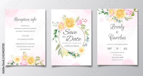 Wedding card and invitation card with beautiful roses template