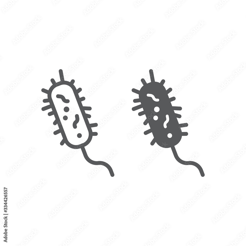 Bacteria line and glyph icon, virus and microorganism, microbe sign, vector graphics, a linear pattern on a white background, eps 10.