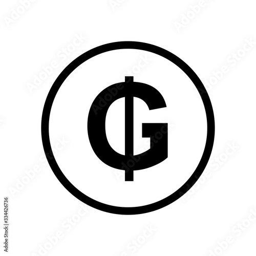 Guarani icon coin monochrome black and white icon. Current currency symbol.