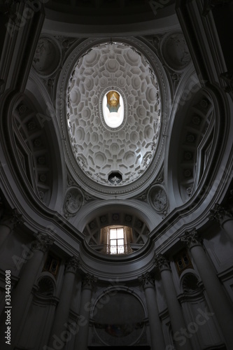 Dome of the baroque church of San Carlino at the four fountains. Designed by Francesco Borromini.