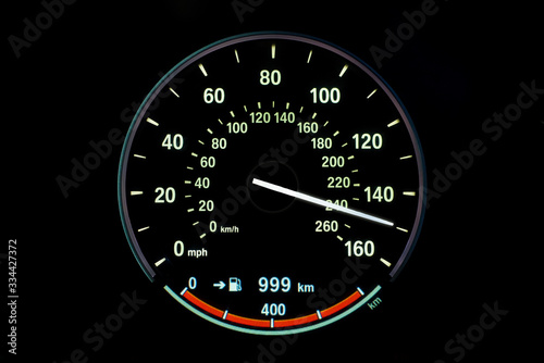 240 Kilometers per hour,light with car mileage with black background,number of speed,Odometer of car. 