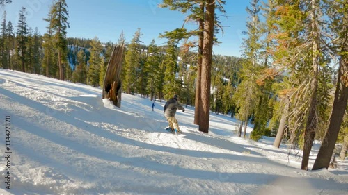 snowboarding down the slopes in lake tahoe