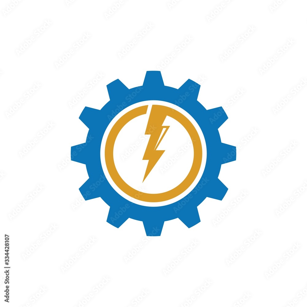 Gear thunder bolt Template vector icon illustration Gear thunder bolt Template vector icon illustration
