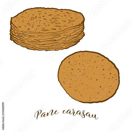 Colored drawing of Pane carasau bread