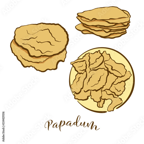 Colored drawing of Papadum bread