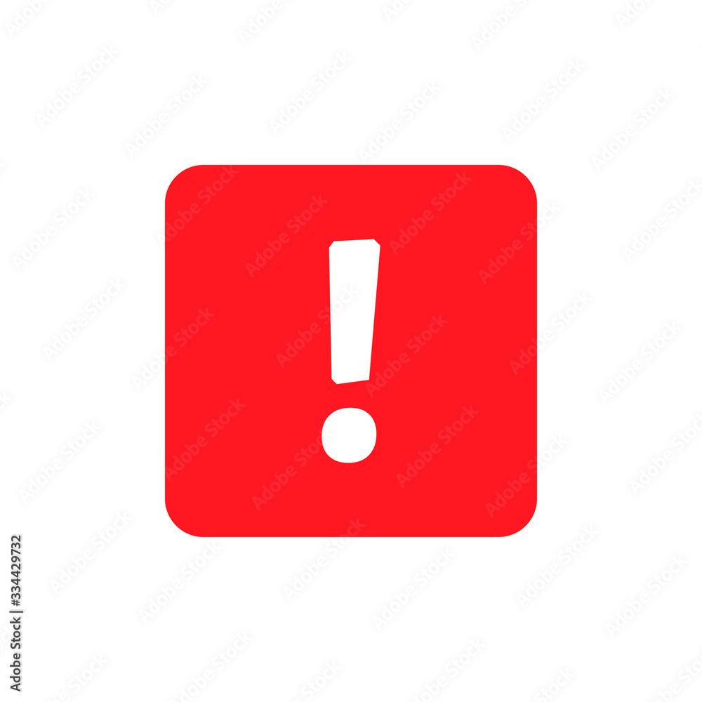 Exclamation mark. Flat web icon or sign isolated on white background. Collection modern trend concept design style vector illustration symbol Exclamation mark. Flat web icon or sign isolated on white background. Collection modern trend concept design style vector illustration symbol