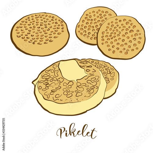 Colored drawing of Pikelet bread