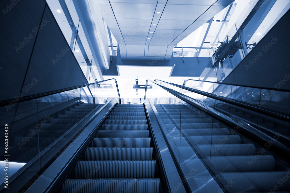 A modern shopping center escalator A modern shopping center escalator