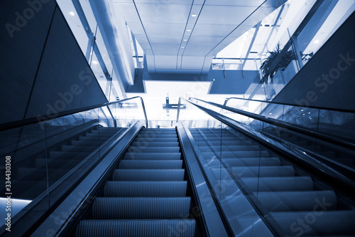 A modern shopping center escalator