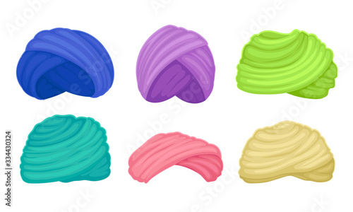 Indian and Arabian Colorful Turbans or Imamah Vector Set