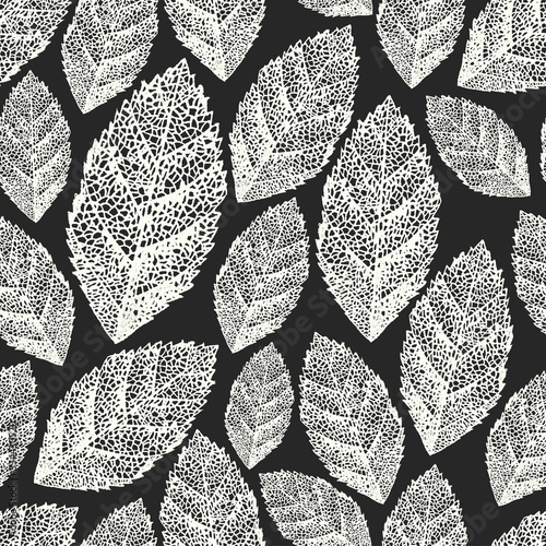 Decorative fantasy leaves. Floral basis seamless pattern