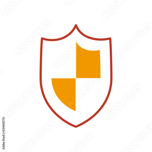 security shield icon, half line half color style