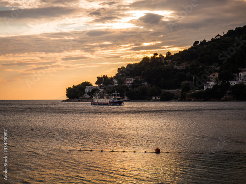 Sunset over the sea in Croatia, Drvenik