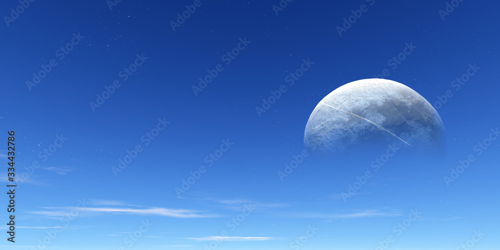 The moon in the sky. 3D rendering