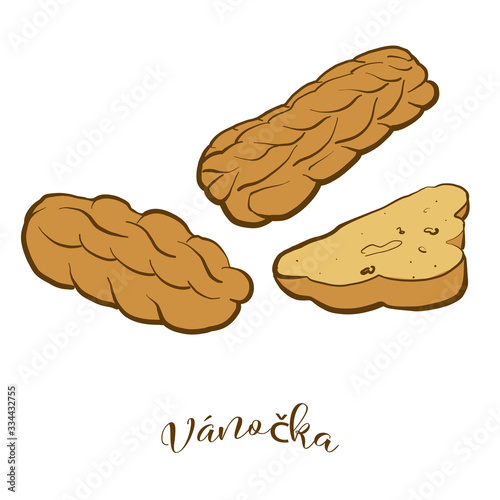 Colored drawing of Vánočka bread