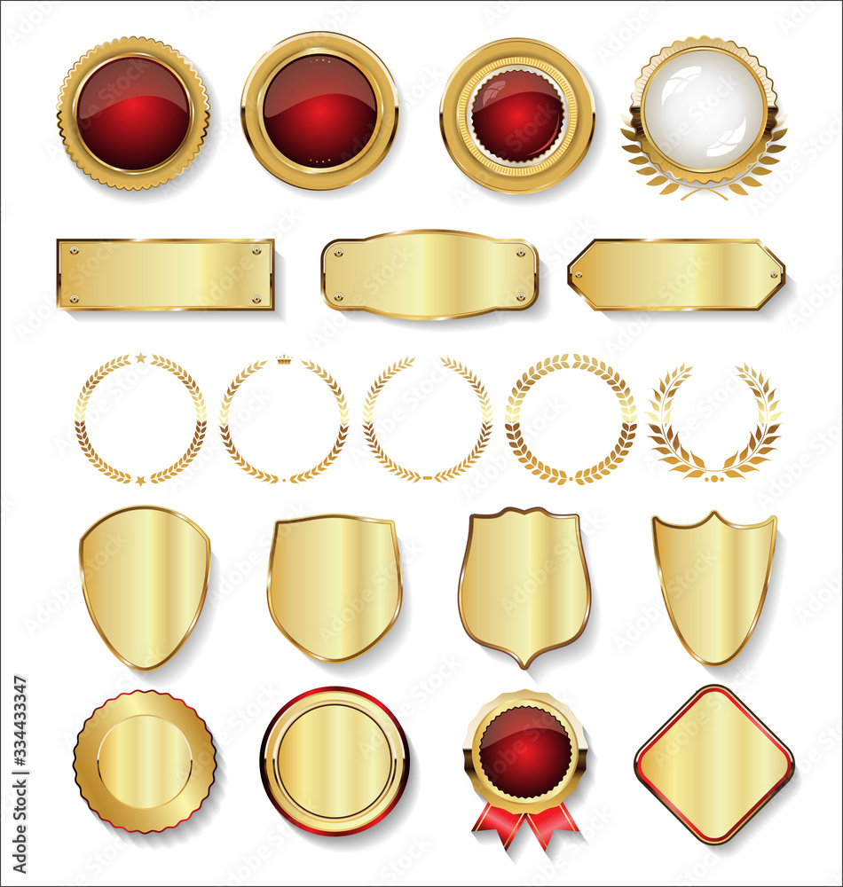 Collection of golden badges and labels retro style Collection of golden badges and labels retro style