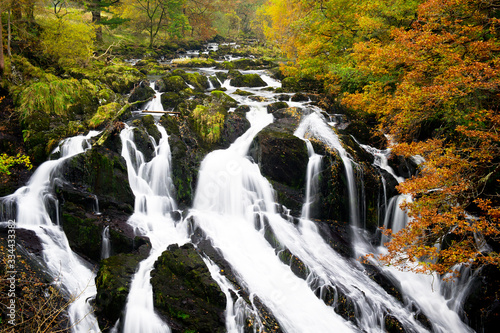Autumn river - Swallow Falls, north Wales, Snowdonia - Betws-y-Coed, Gwynedd, Wales, United Kingdom, GB.