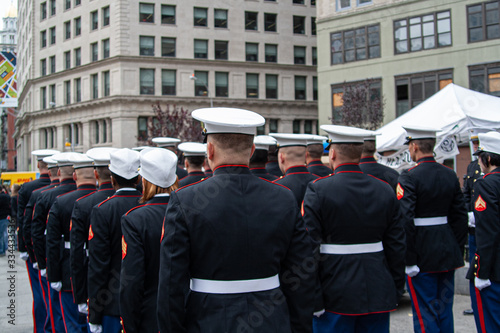 American marine man with his back