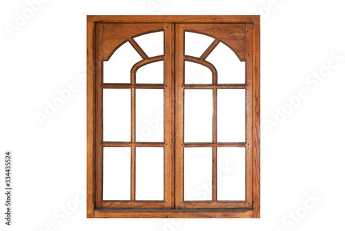 A wooden window isolated on white background