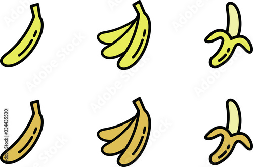 バナナのアイコンのセット／シンプル／イラスト／ベクター／