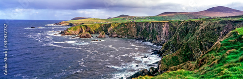 Panoramic view of Slea Head on a sunny day on the Dingle Peninsular