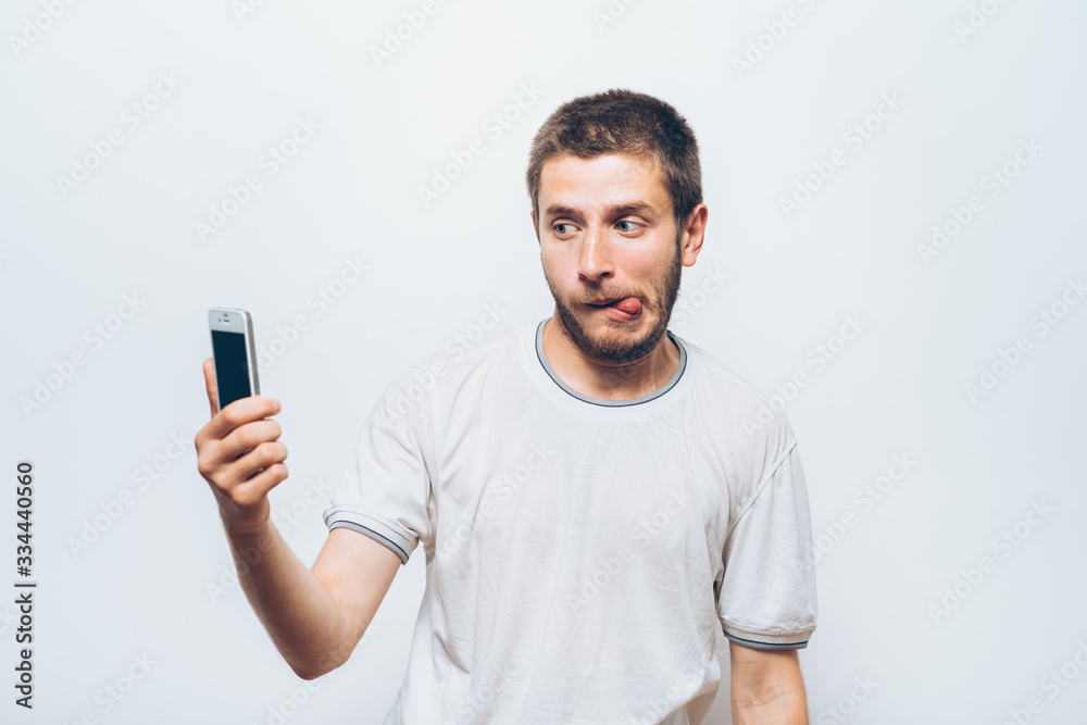 Man makes selfie Man makes selfie