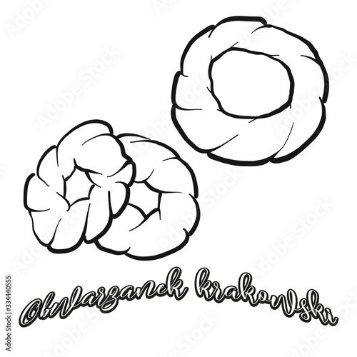 Obwarzanek krakowski food sketch separated on white