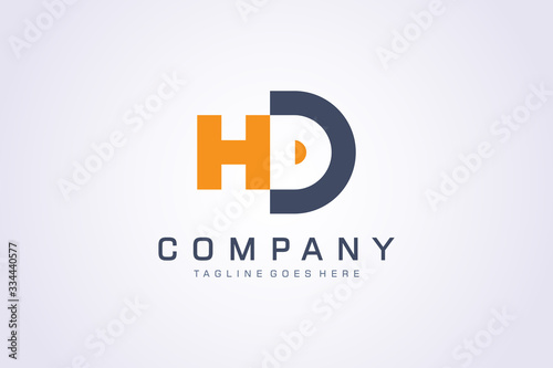 Initial Letter H and D Negative Space. Flat Vector Logo Design Template Element.
