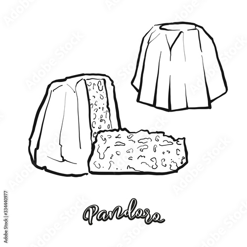 Pandoro food sketch separated on white