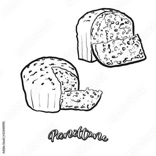 Panettone food sketch separated on white