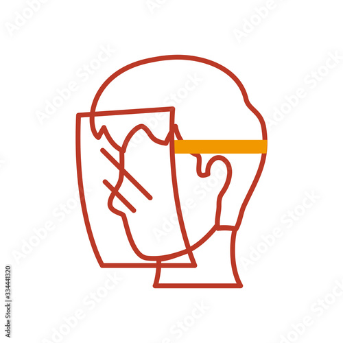 man with face mask icon, half line half color style