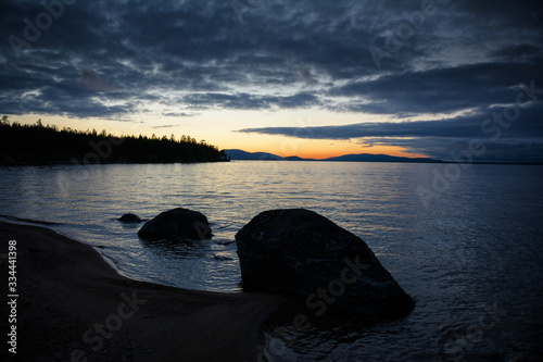 Quiet lake in the evening after sunset.