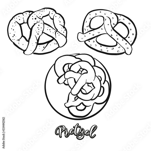 Pretzel food sketch separated on white