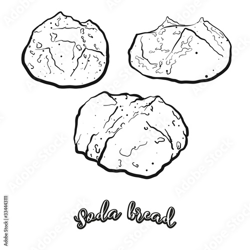 Soda bread food sketch separated on white