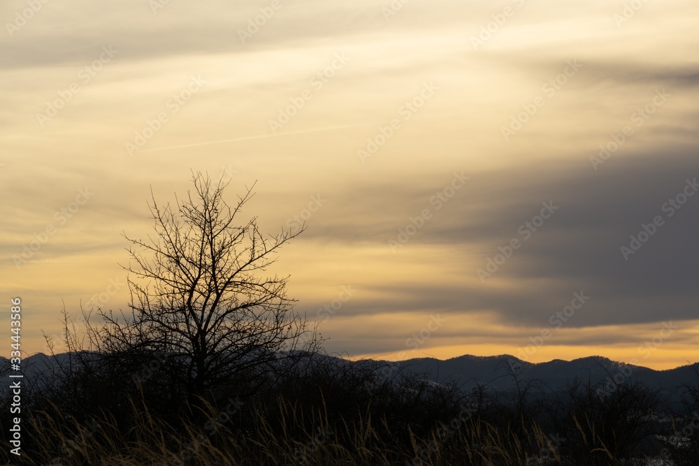 Sunrise or sunset over the hills and meadow. Slovakia Sunrise or sunset over the hills and meadow. Slovakia
