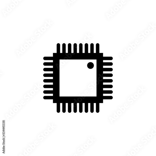 electronic chip vector icon isolated on white background. computer chip icon. cpu microprocessor chip icon.