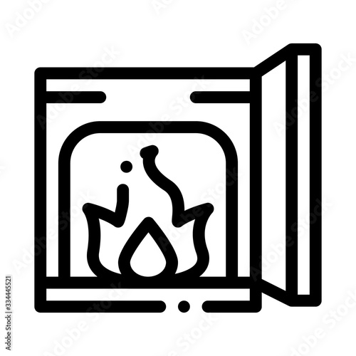 open fire in stove icon vector. open fire in stove sign. isolated contour symbol illustration