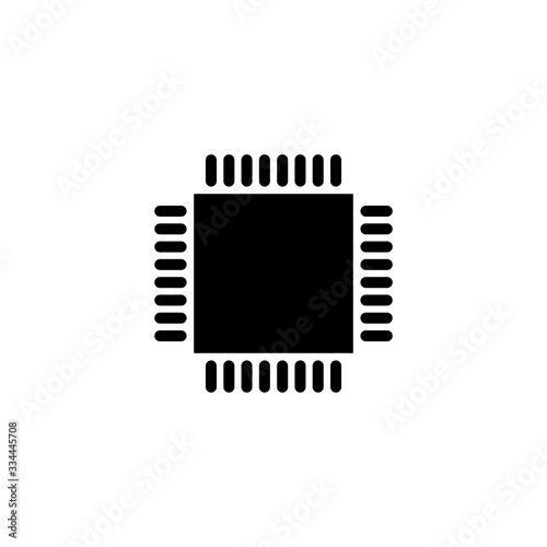 electronic chip vector icon isolated on white background. computer chip icon. cpu microprocessor chip icon.