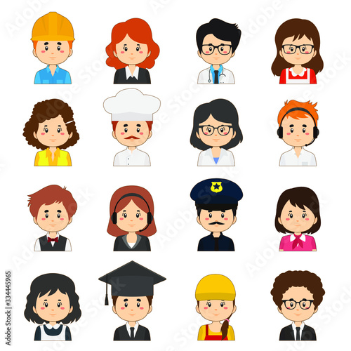 Set Of 16 Great Variety Workers Avatars