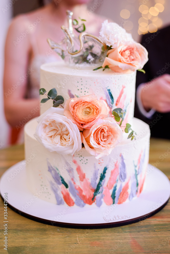 wedding cake with flowers