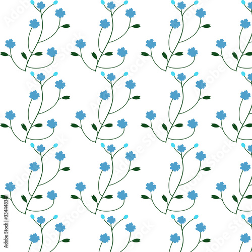 Blue Flower Pattern on white background