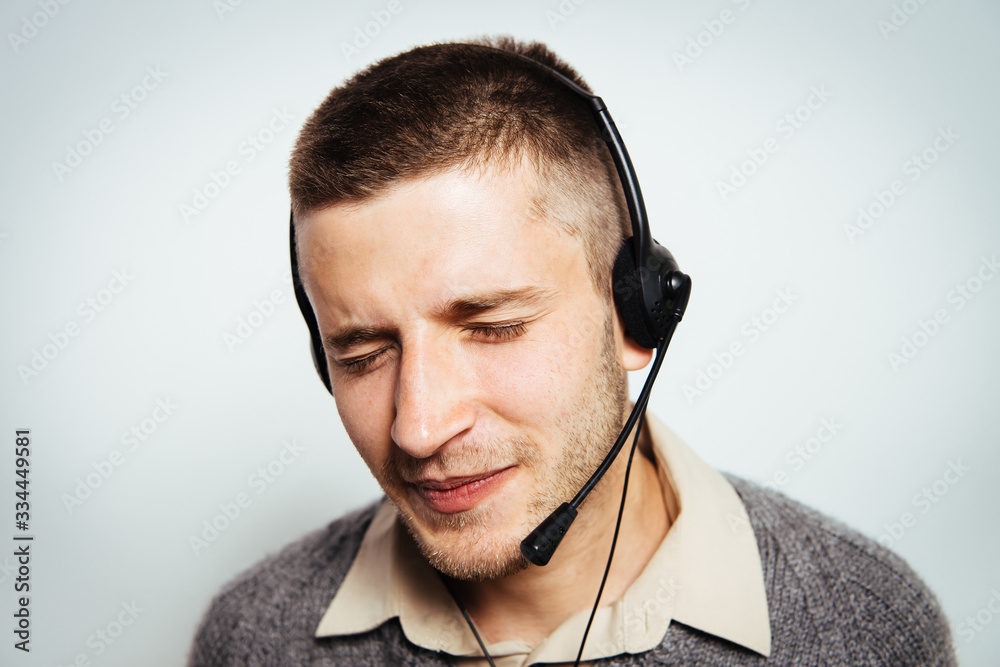 Executives working in call center wearing headsets Executives working in call center wearing headsets