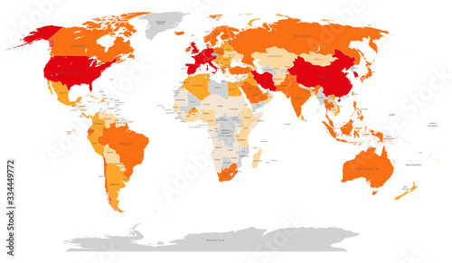 Fototapeta Naklejka Na Ścianę i Meble -  Covid-19, Covid 19 map confirmed cases report worldwide globally. Coronavirus disease 2019 situation update worldwide.