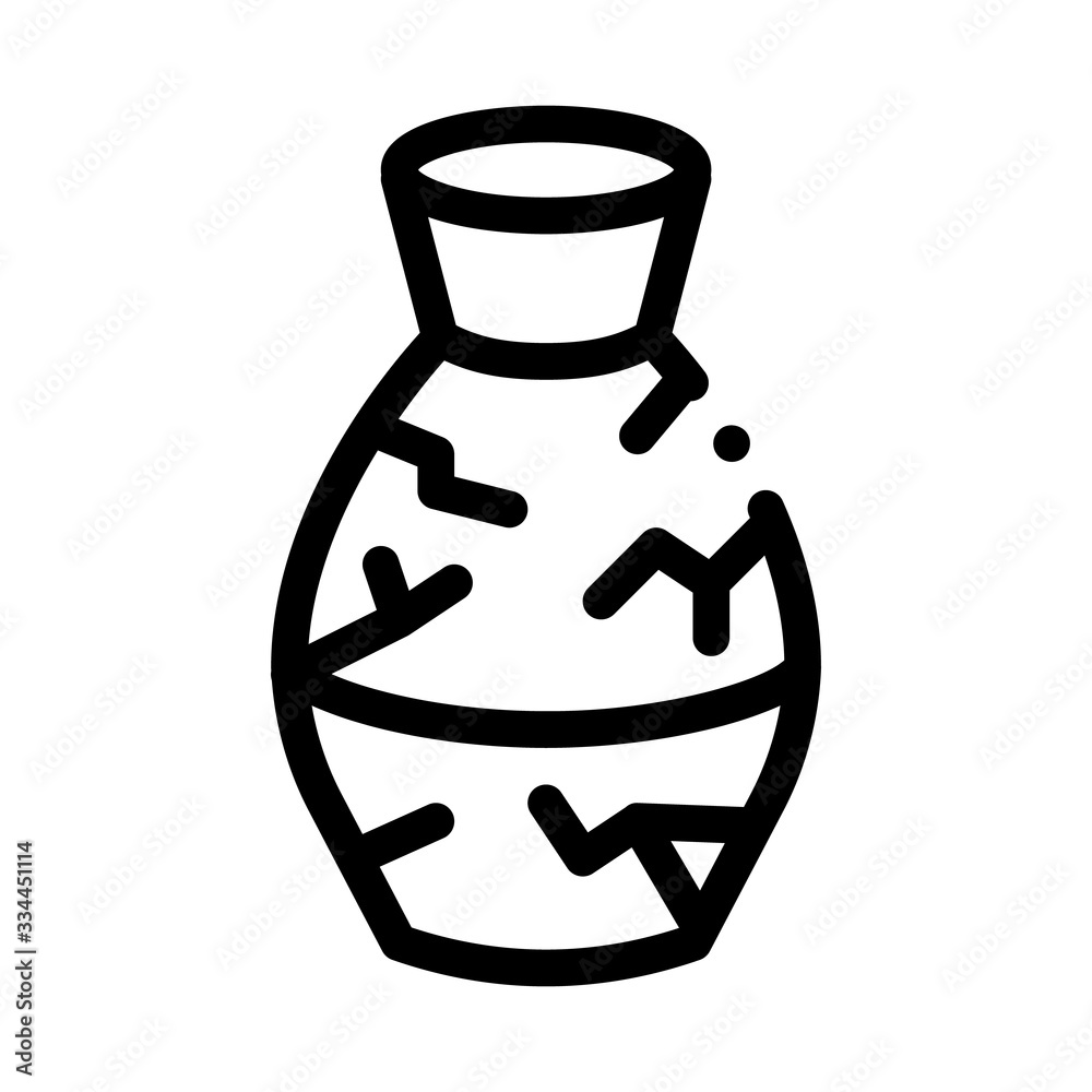 broken clay vase icon vector. broken clay vase sign. isolated contour