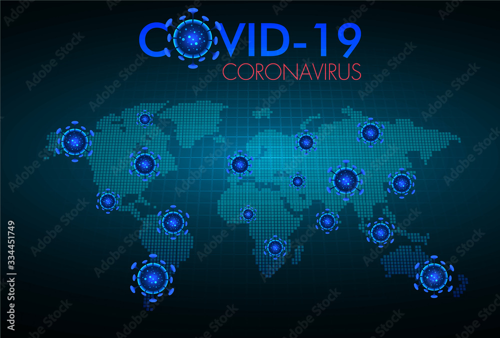 Corona Virus, COVID-19 blue background Corona Virus, COVID-19 blue background