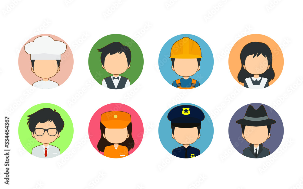 Set of Flat Avatar With Variety Profession Set of Flat Avatar With Variety Profession