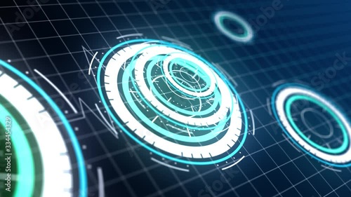 HUD Fantastic technological intro,Circle digital HUD in sci fi background ,Looping Techno background,Futuristic interface with Line Pulse,Technology intro for presentation
