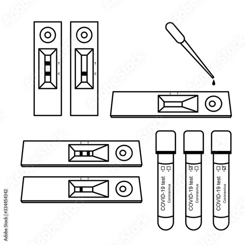 Equipment for screening COVID-19 test. Line art. Flat design vector.