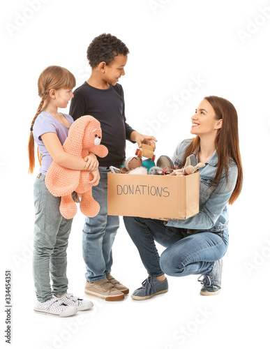Female volunteer with donat...