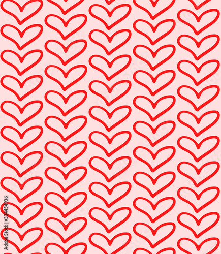 I love you. Valentine's day greeting card with a heart. Hand drawn design elements. Seamless pattern of hearts. Vector illustration. Declaration of love.